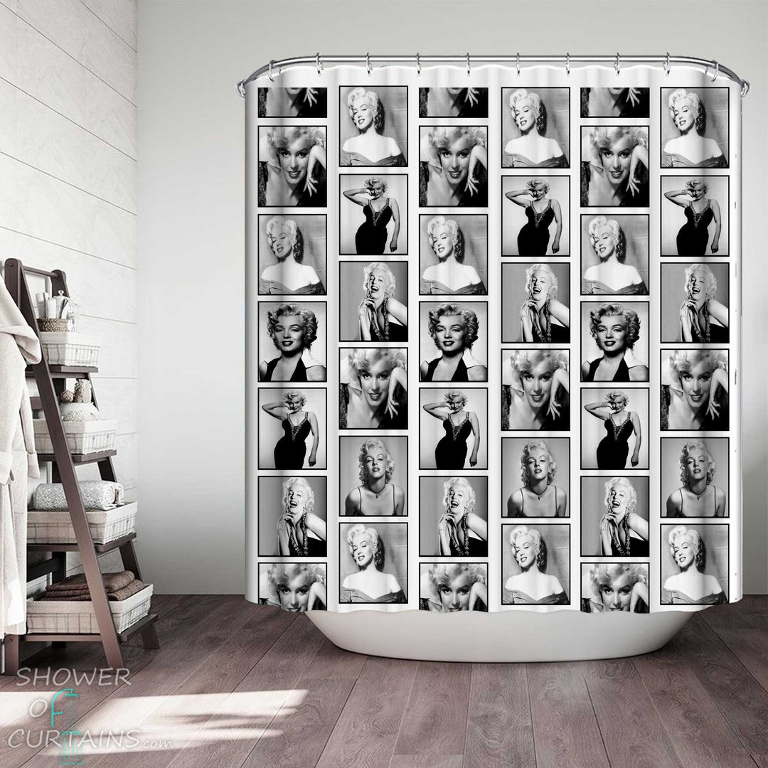 Shower Curtains with Marilyn Monroe Photos Pattern