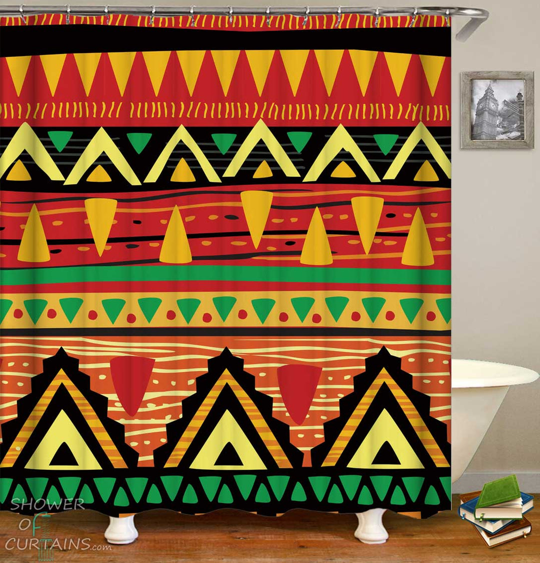 Shower Curtains with Multi Colored African Design