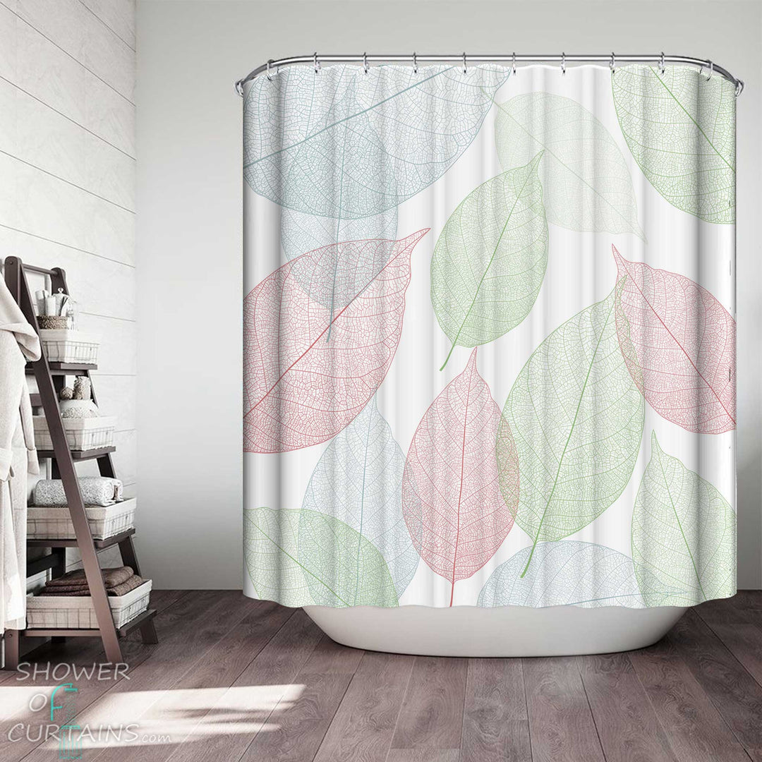Shower Curtains with Multi Colored Leaves