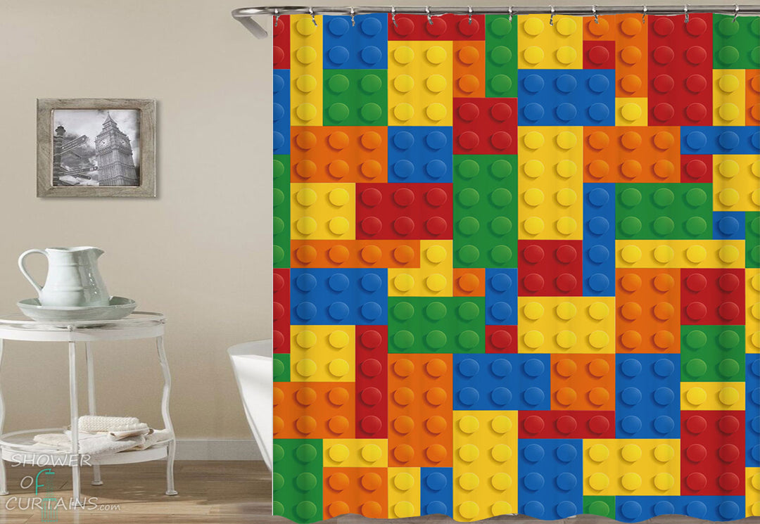 Shower Curtains with Multi Colored Lego