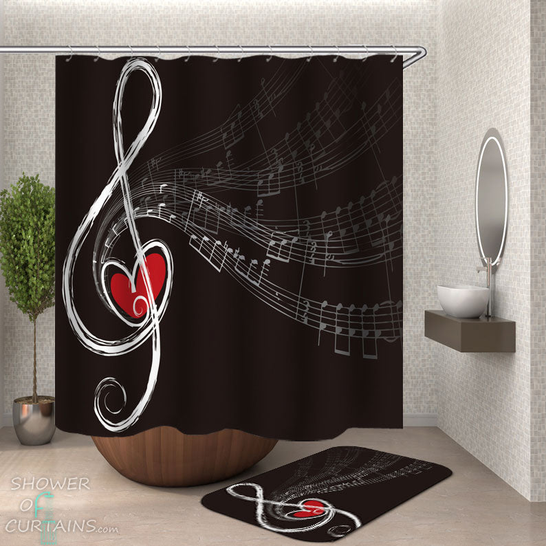 Shower Curtains with Music Heart
