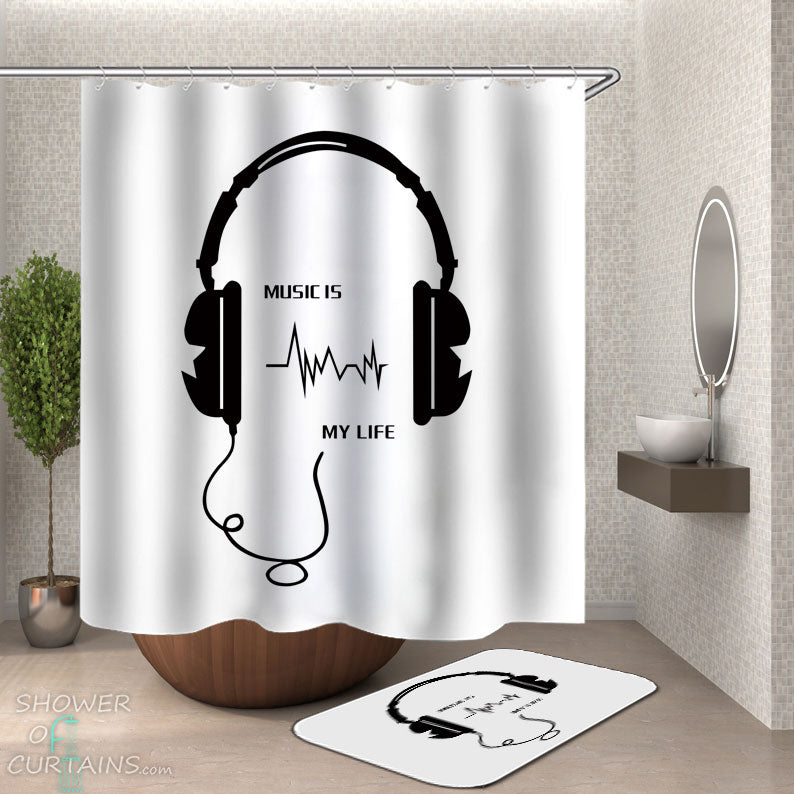 Shower Curtains with Music is My Life