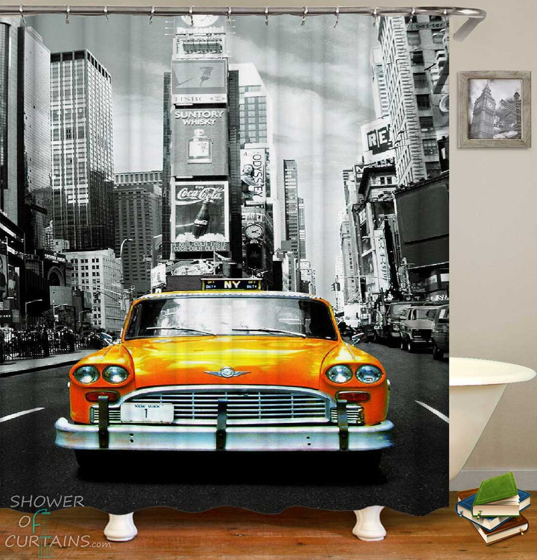 Shower Curtains with New York City Taxi Cab