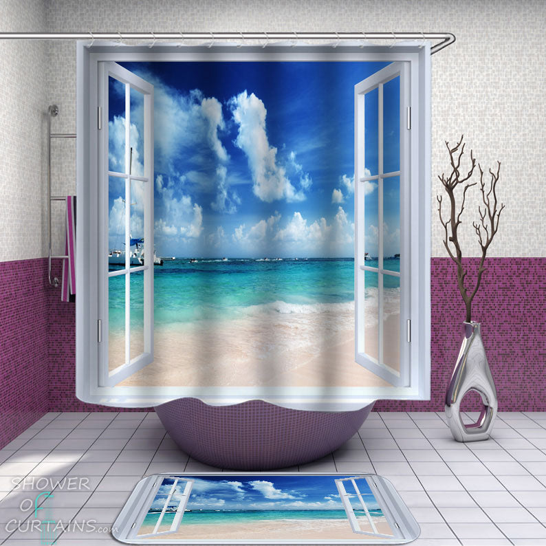 Shower Curtains with Ocean Side Window