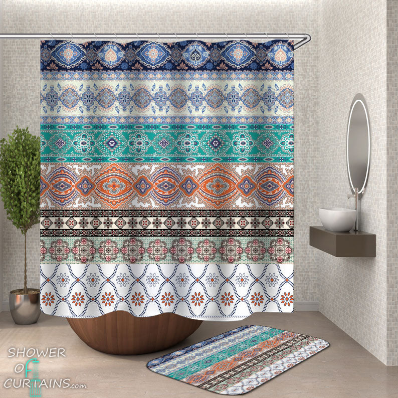 Shower Curtains with Old Fashioned Oriental Design