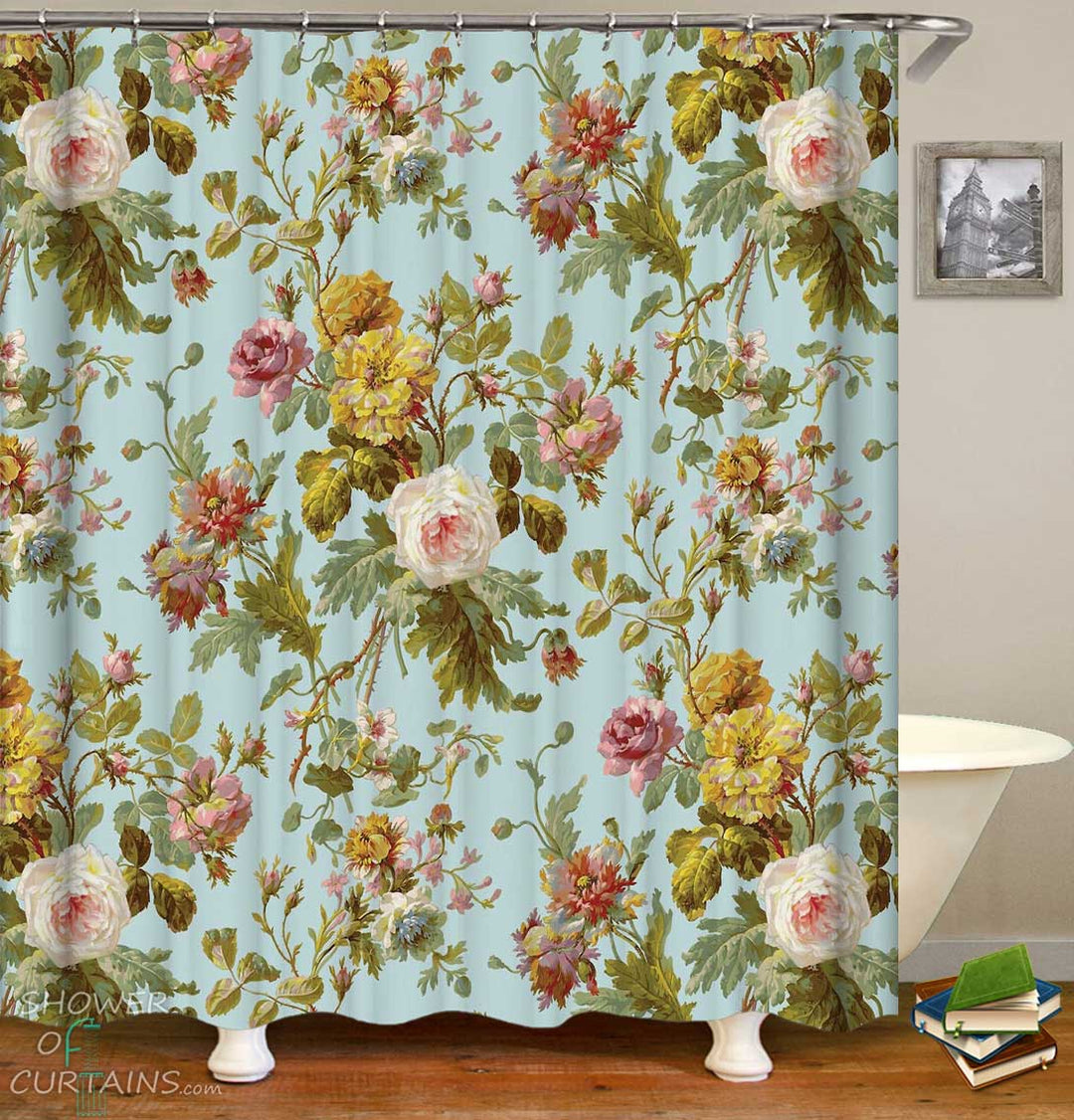 Shower Curtains with Old Style Roses