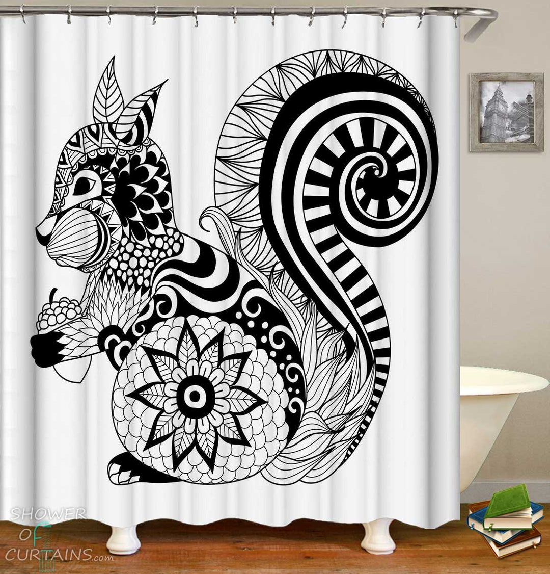 Shower Curtains with Oriental Squirrel