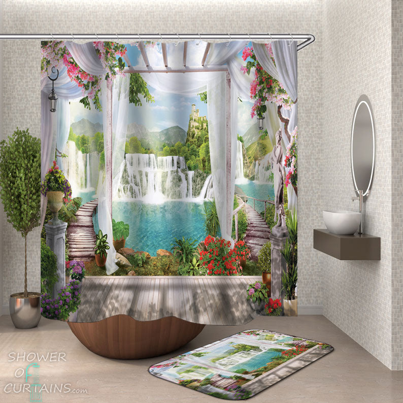 Shower Curtains with Paradise Porch