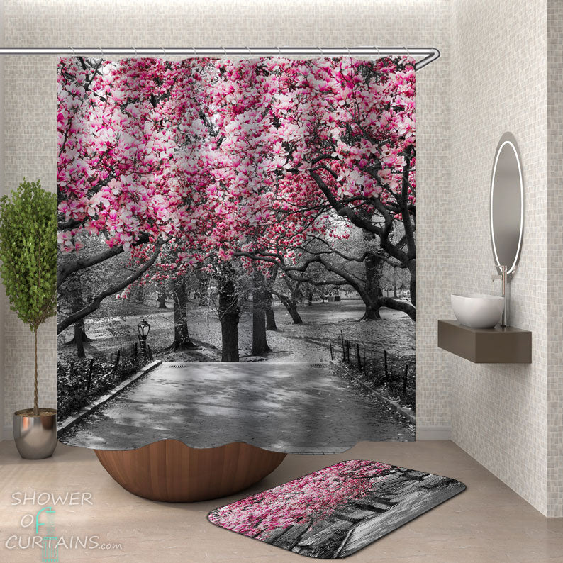 Shower Curtains with Pinkish Forest