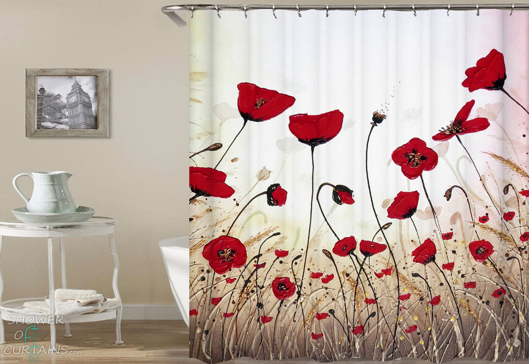 Shower Curtains with Poppy Seed Field