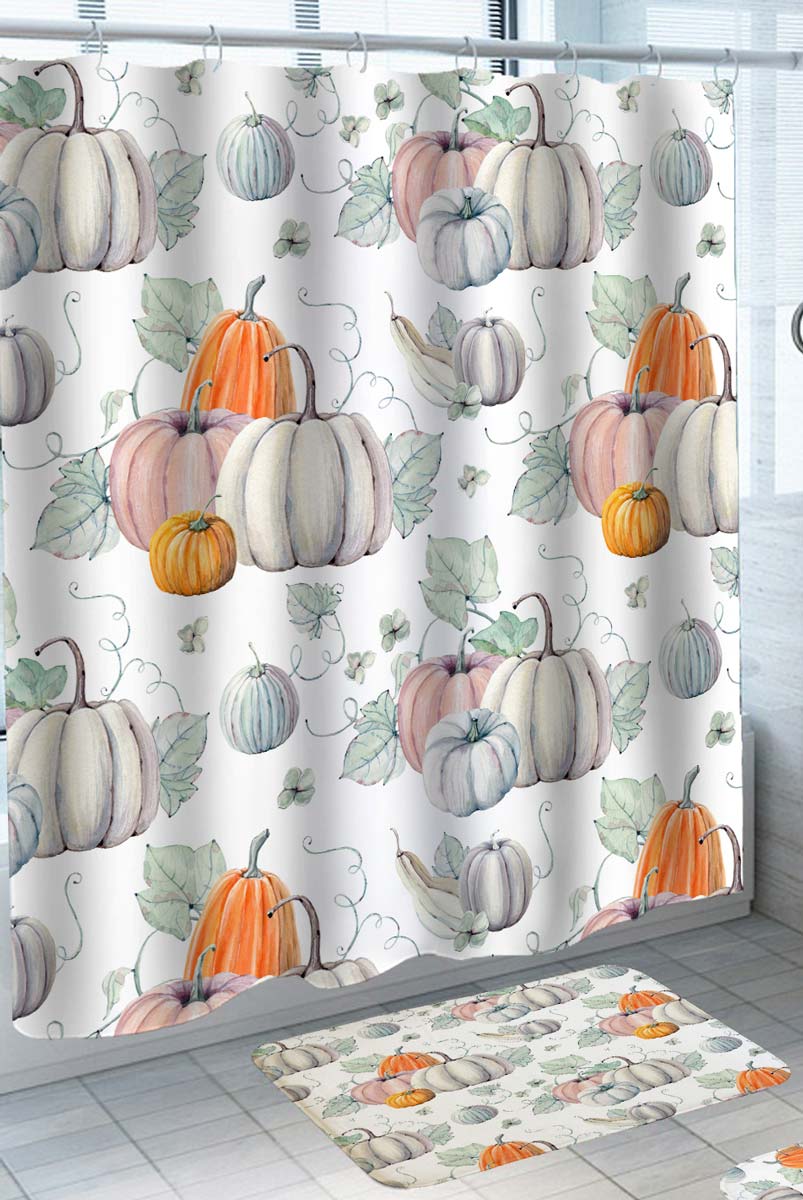Shower Curtains with Pumpkin Plants Pattern