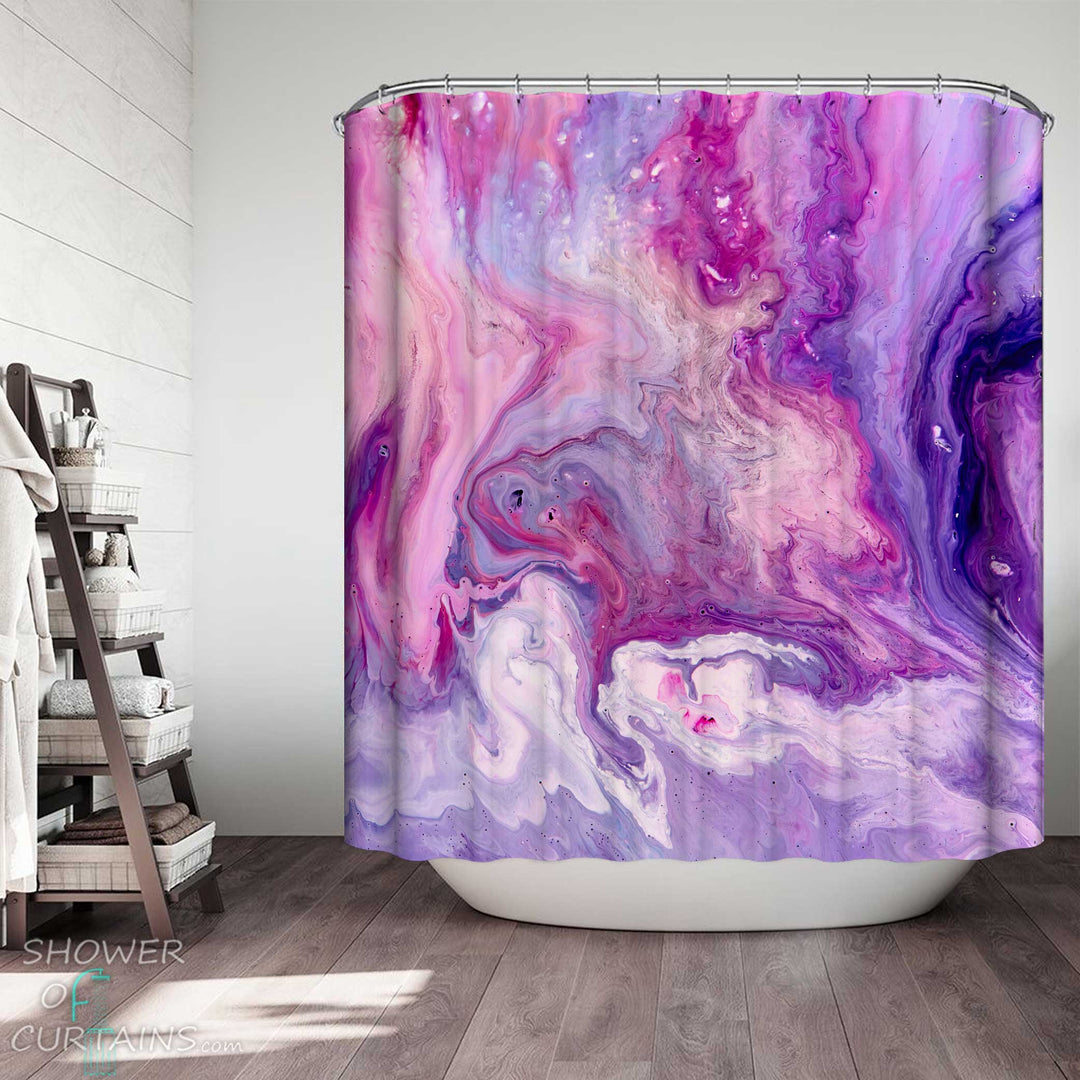 Shower Curtains with Purple Marble