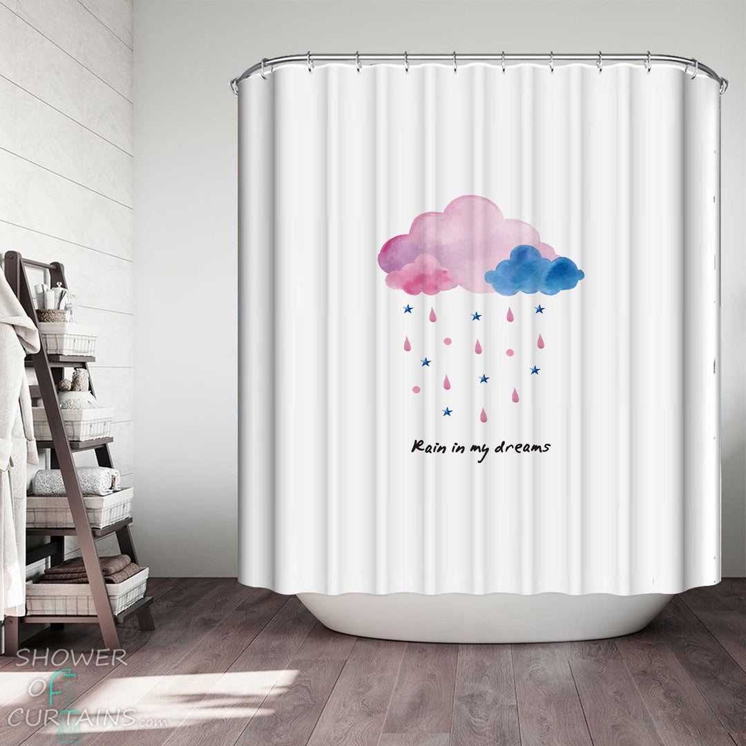 Shower Curtains with Rain of Stars