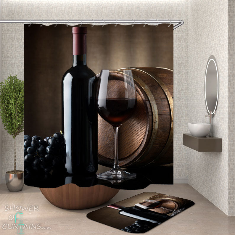 Shower Curtains with Red Wine