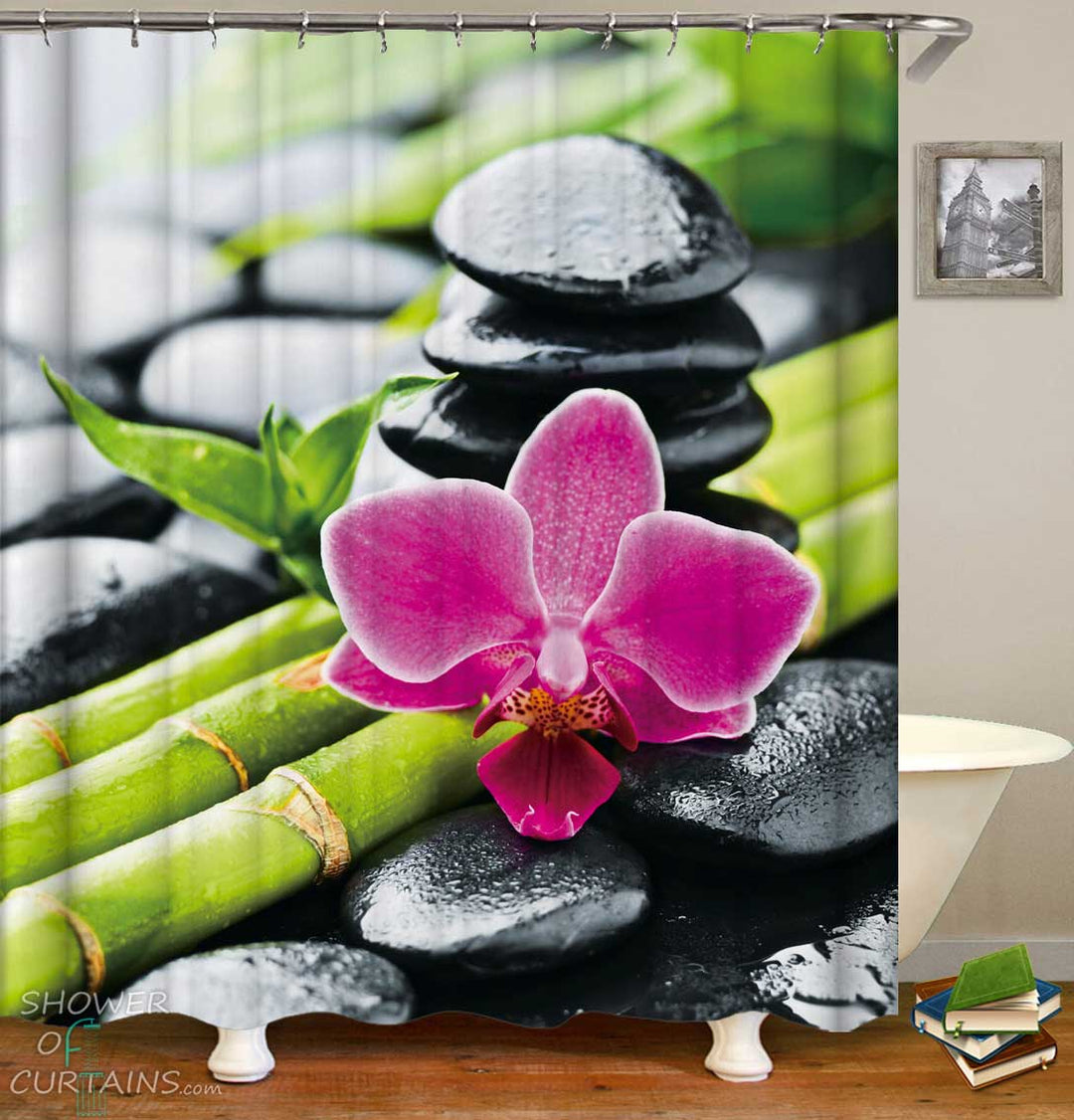 Shower Curtains with Relaxing Spa Mood Pink Orchid