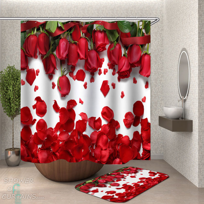 Shower Curtains with Romantic Roses