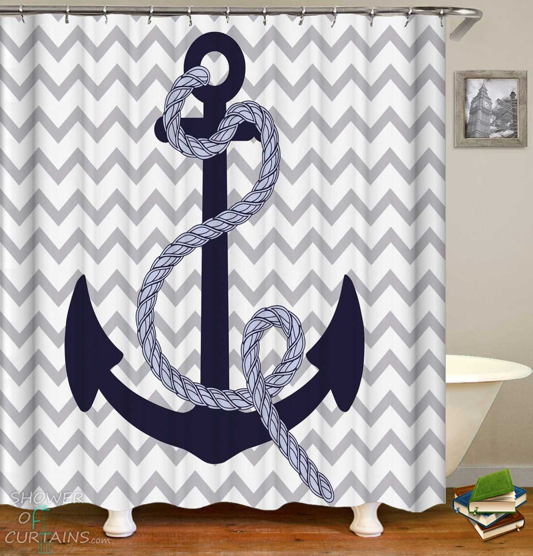 Shower Curtains with Rope and Anchor