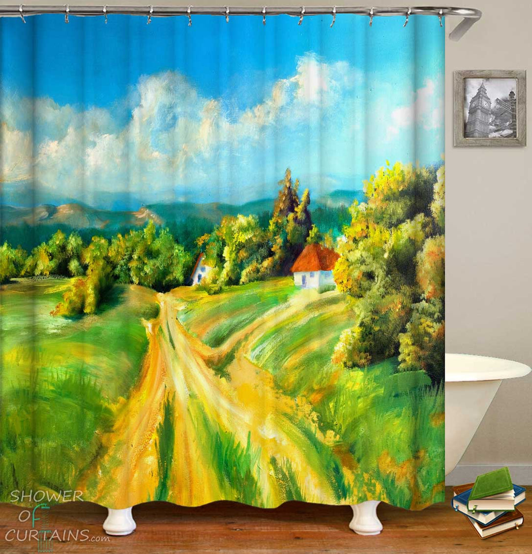Shower Curtains with Rustic Art Painting