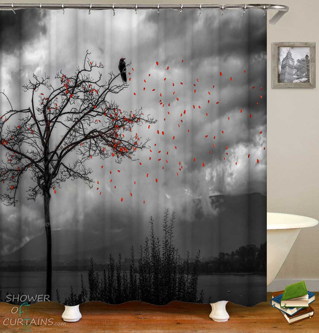 Shower Curtains with Scary Crow