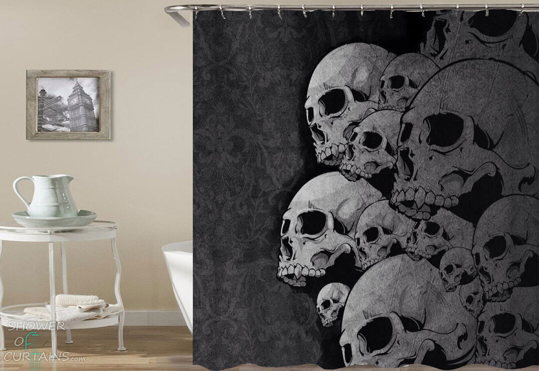 Shower Curtains with Scary Skulls