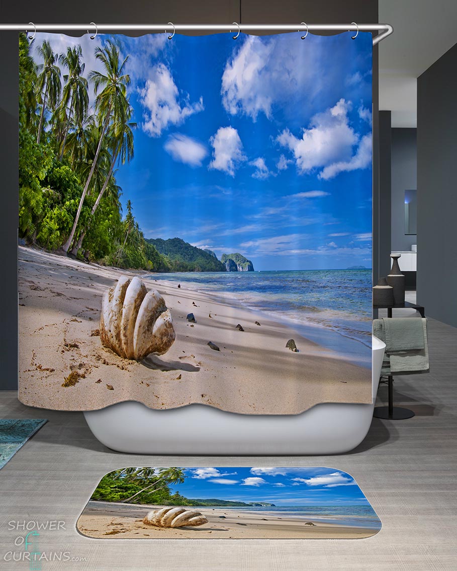 Shower Curtains with Shell Beach