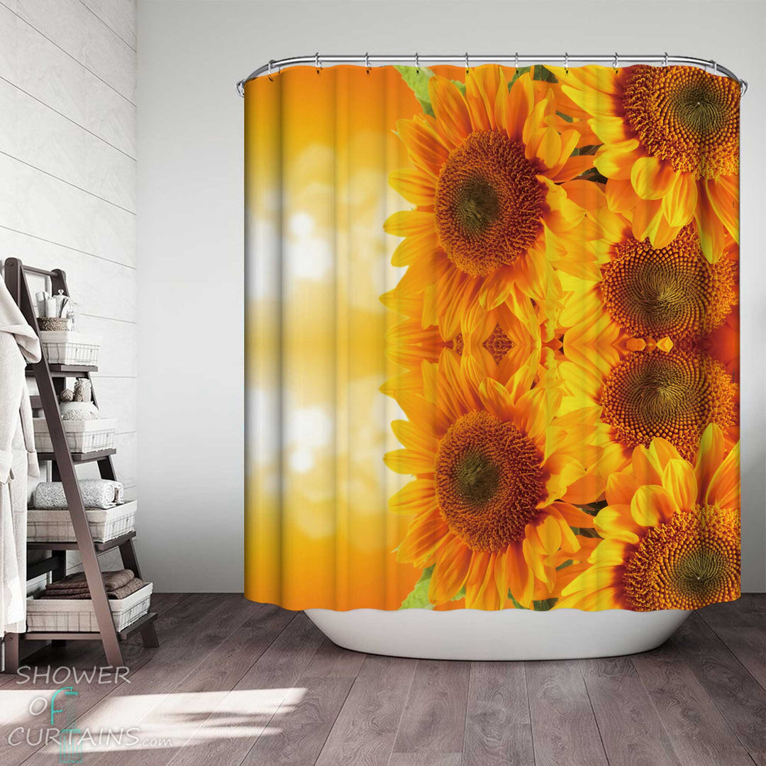 Shower Curtains with Shine Yellow Sunflowers