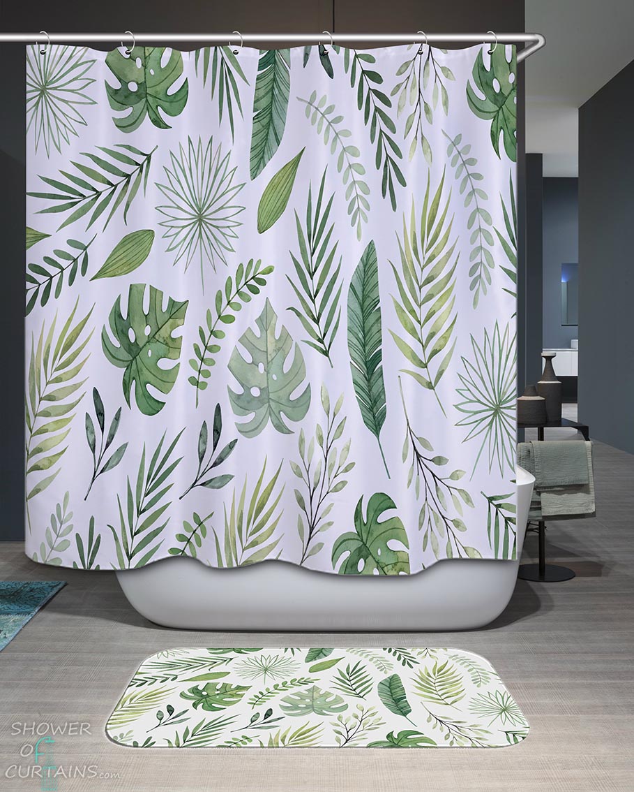 Shower Curtains with Simple Fresh Leaf Pattern