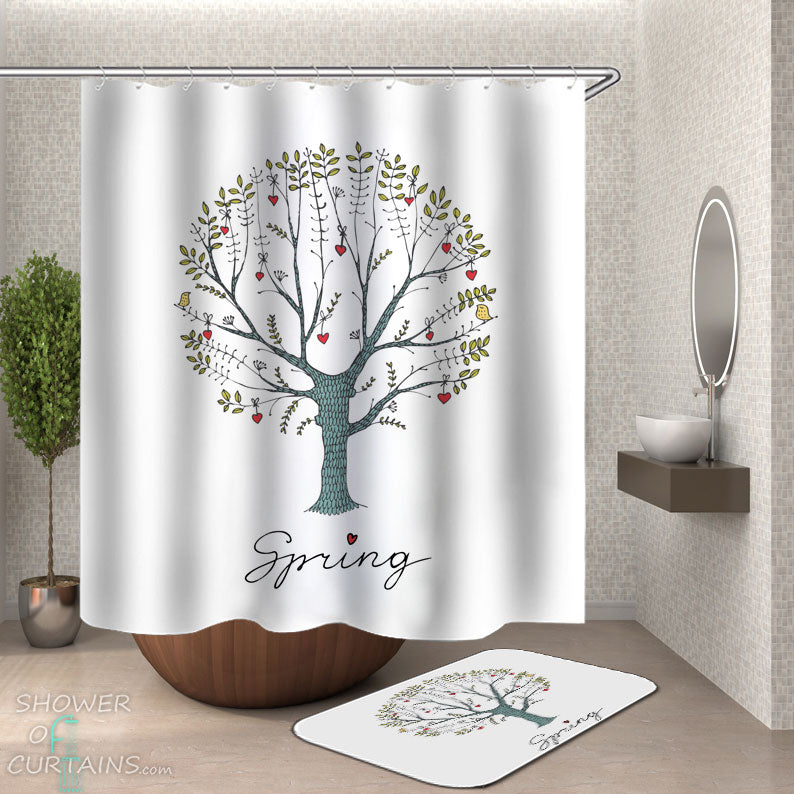 Shower Curtains with Spring Tree