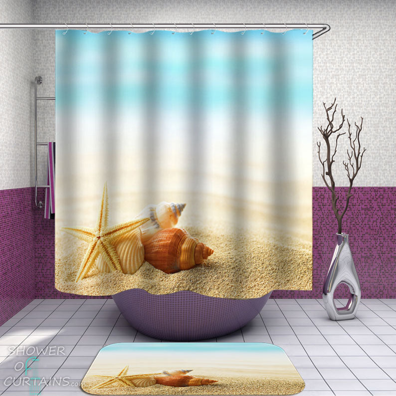 Shower Curtains with Starfish and Shells