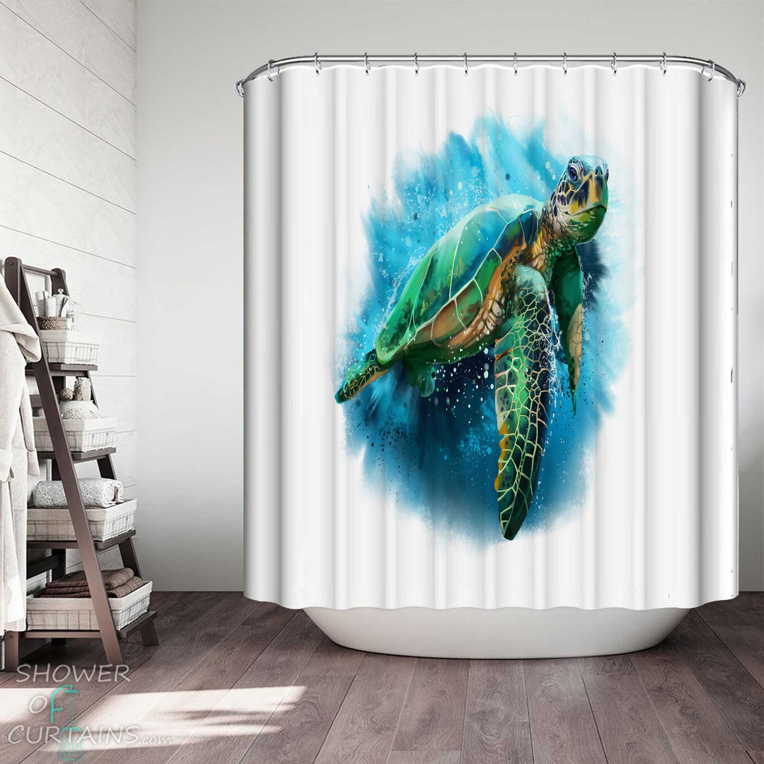Shower Curtains with Stunning Turtle