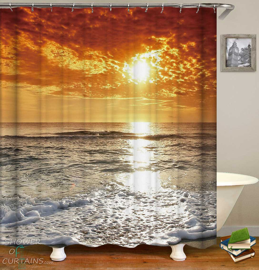 Shower Curtains with Sunset Sea