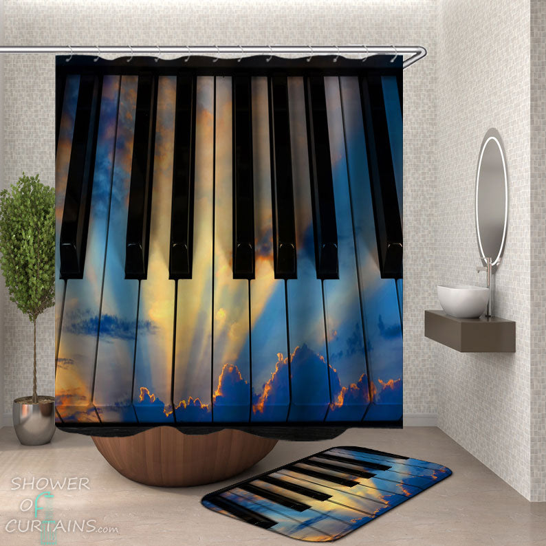 Shower Curtains with Sunshine Piano Keys