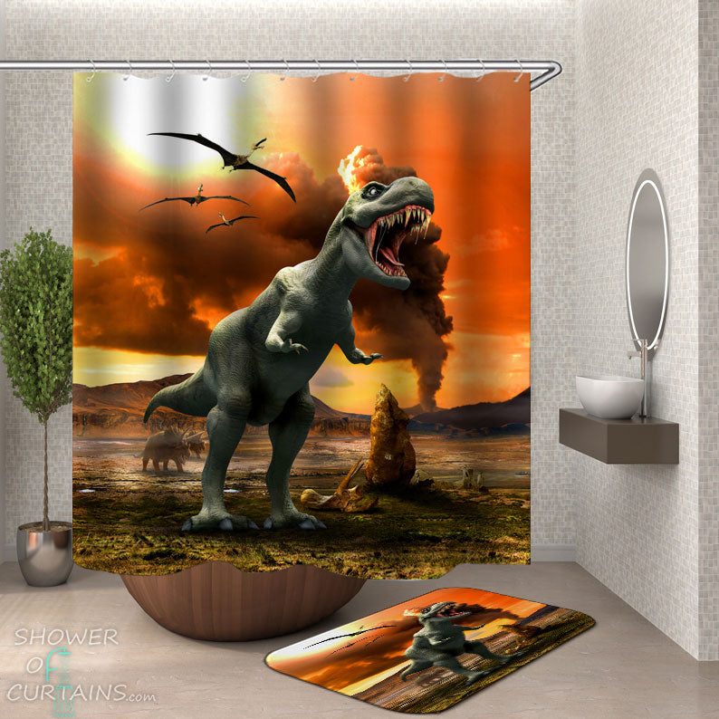 Shower Curtains with The Dinosaur World