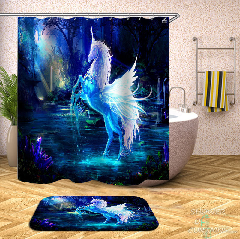 Shower Curtains with The Magnificent Unicorn
