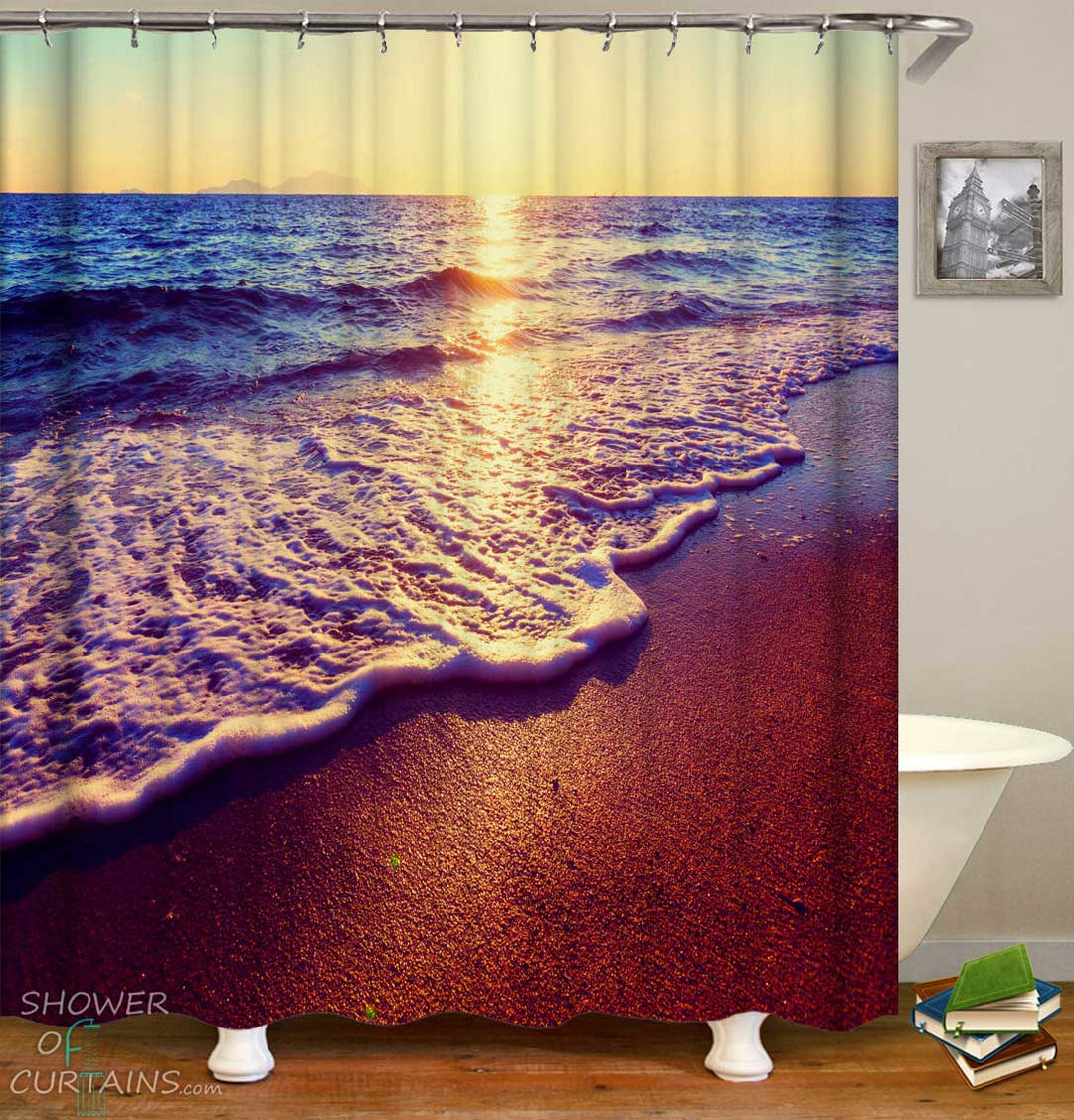 Shower Curtains with The Ocean at Sunset