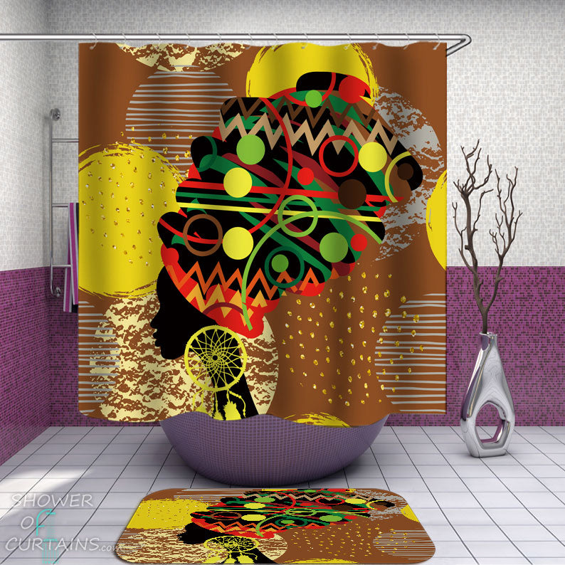 Shower Curtains with Traditional Tribal African Woman