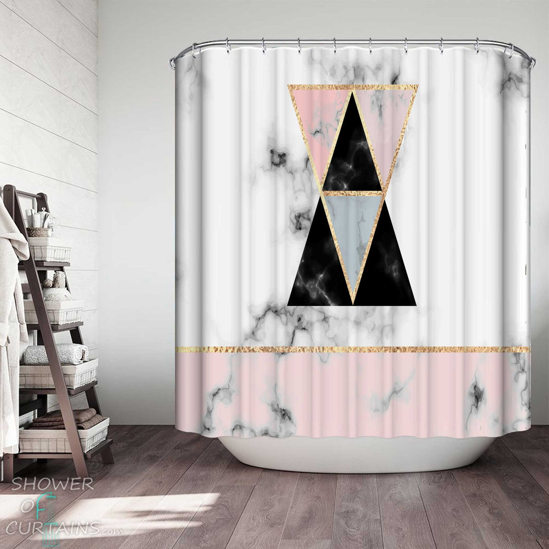 Shower Curtains with Triangles Marble