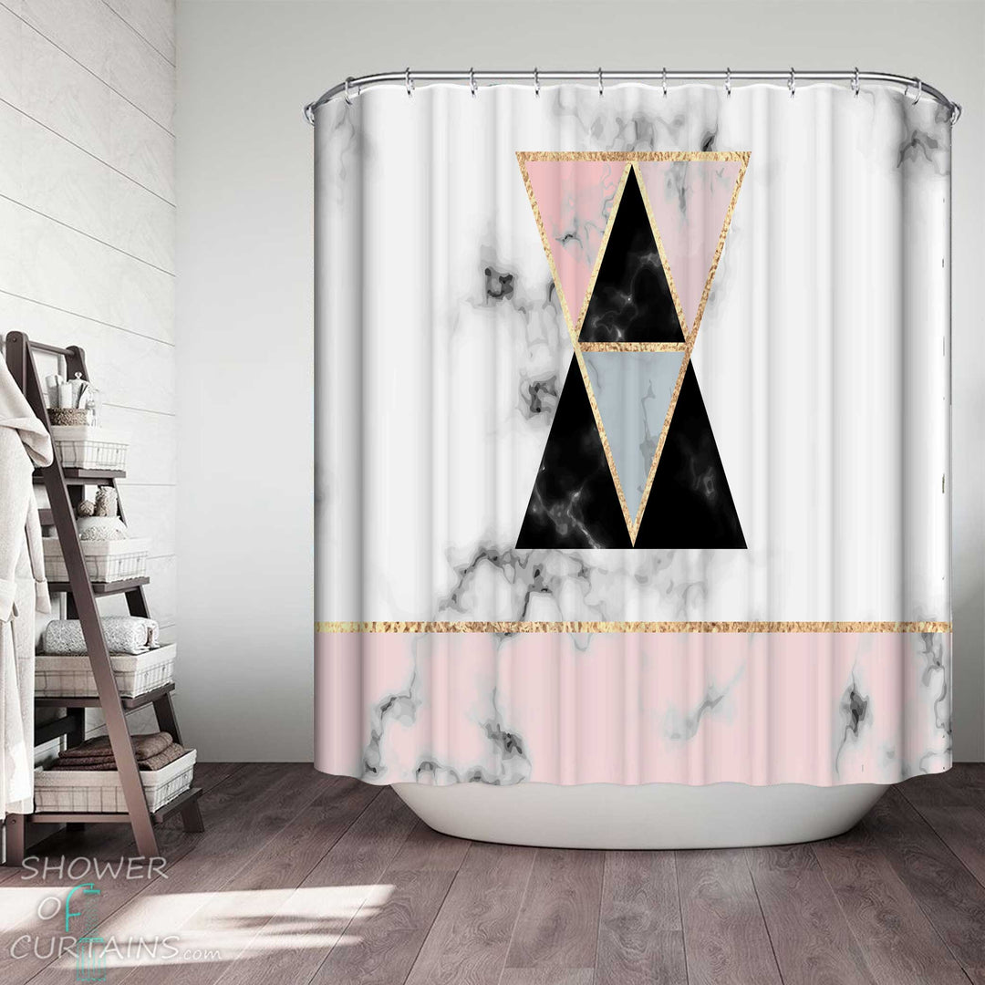 Shower Curtains with Triangles Marble