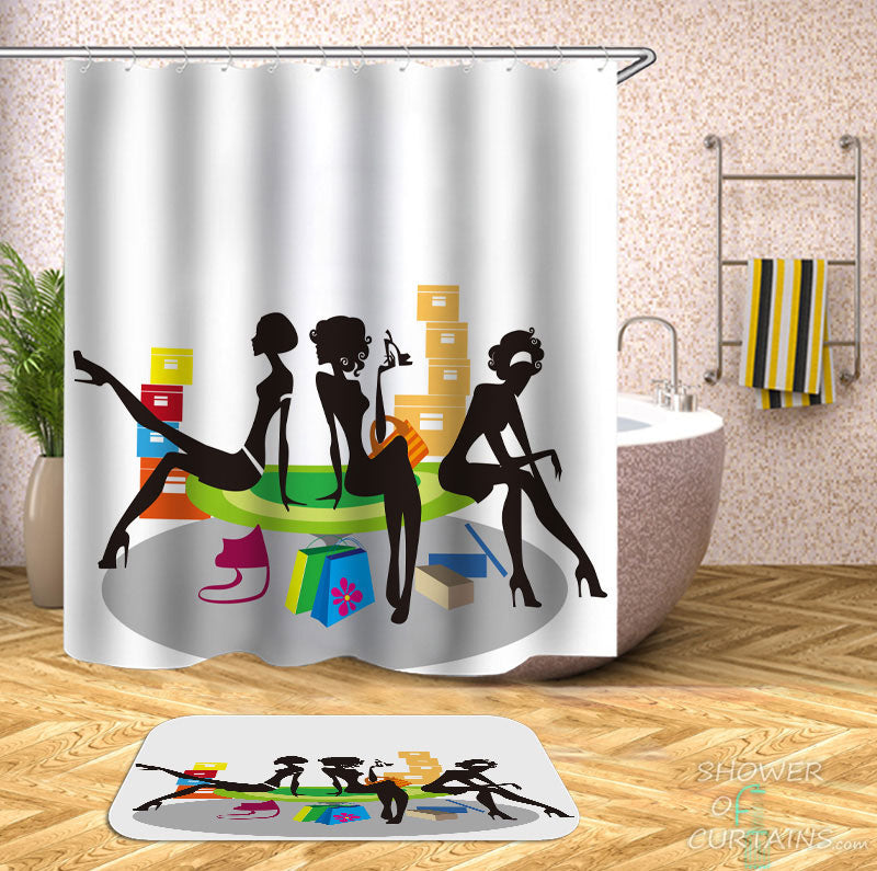 Shower Curtains with Urban Shopping Women