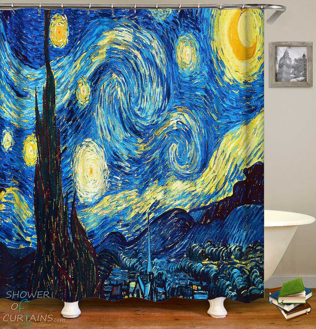 Shower Curtains with Van Gogh Night Sky