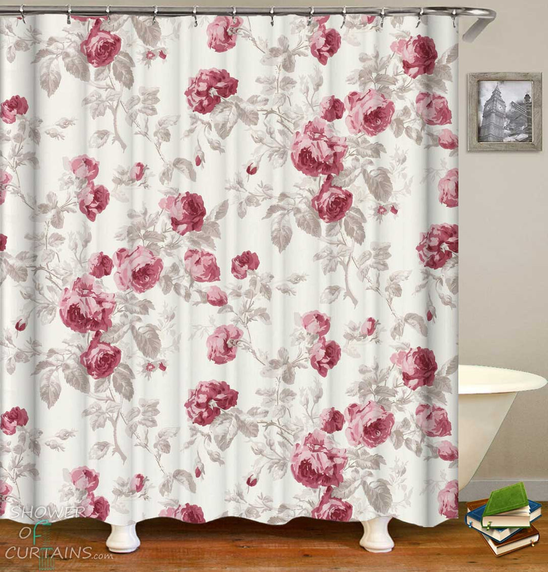 Shower Curtains with Vintage Chic Roses