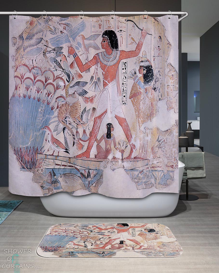 Shower Curtains with Wall Painting Ancient Egypt