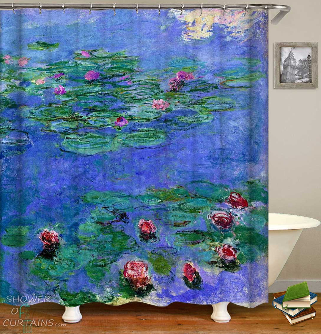 Shower Curtains with Water Lilies Art Painting