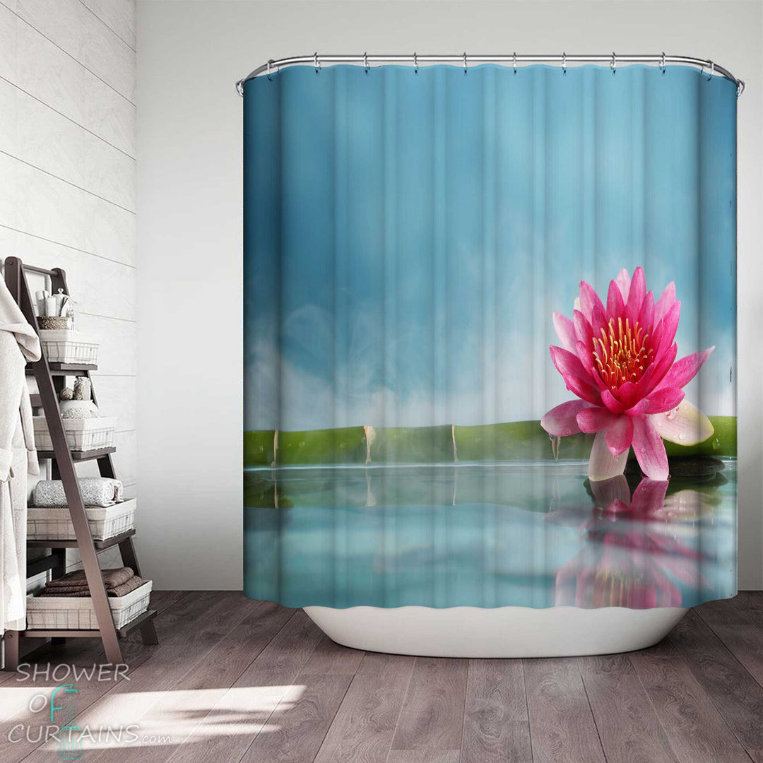 Shower Curtains with Water Lily Relaxing Spa