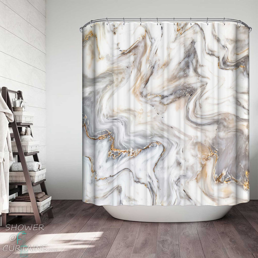 Shower Curtains with Wavy Marble