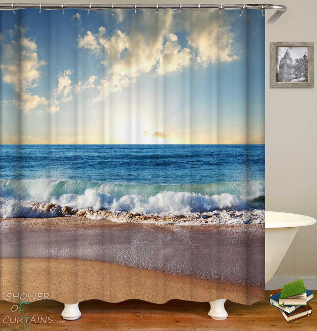 Shower Curtains with Wavy Ocean