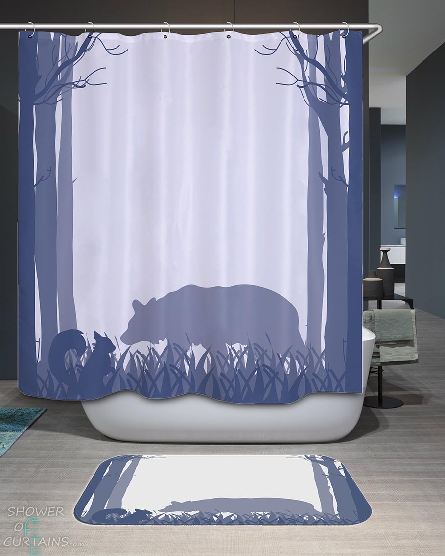 Shower Curtains with Wild Bear Silhouette