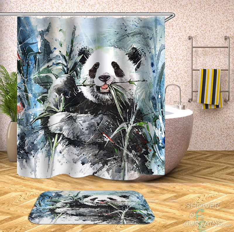 Shower Curtains with Wild Panda