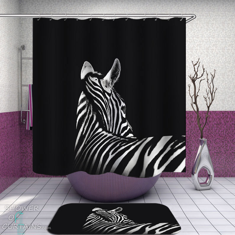 Shower Curtains with Zebra over Black