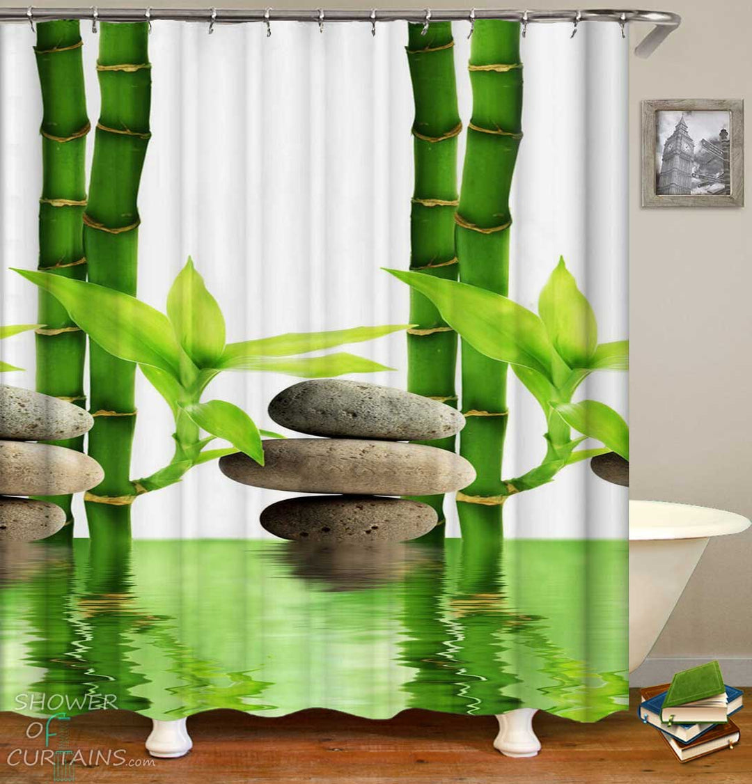 Shower Curtains with Zen Paddles and Bamboo